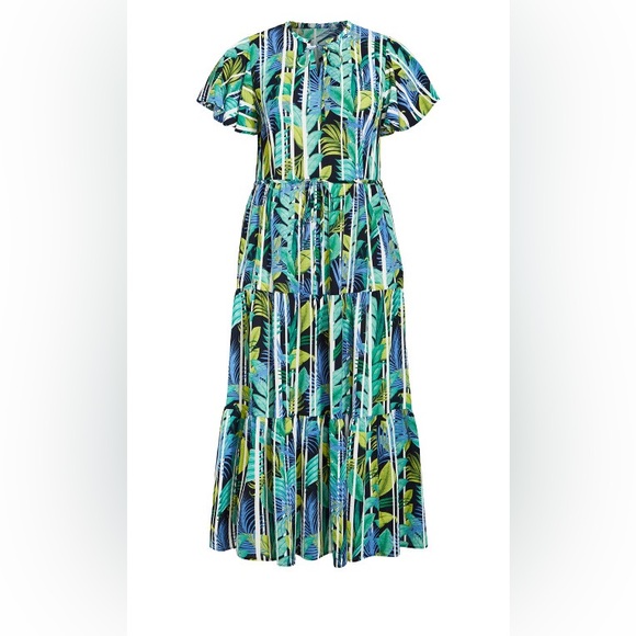 Avenue by LORALETTE Happy Tier Print Dress - oasis leaf - Picture 3 of 5